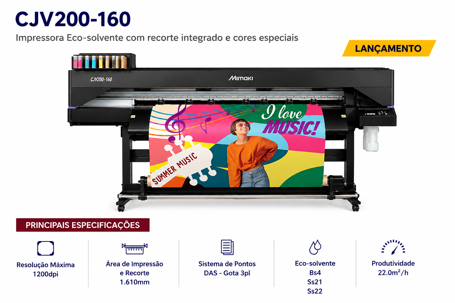 Mimaki CJV200-160, Impressora + Recorte